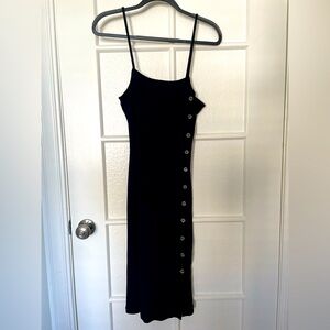 French Connection - Black 100% Cotton Ribbed Dress - Size M